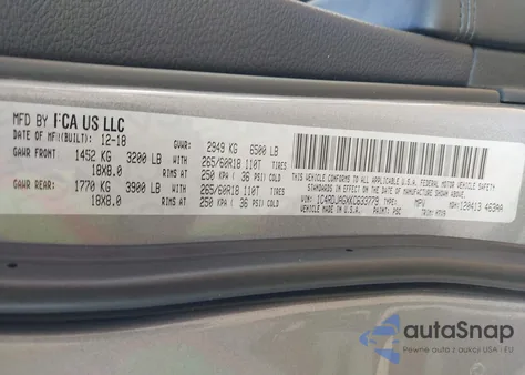 2019 Dodge Durango Sxt Awd z USA, uszkodzony, nr VIN 1C4RDJAGXKC633779